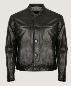 Men's Classic Black Shirt Style Leather Jacket
