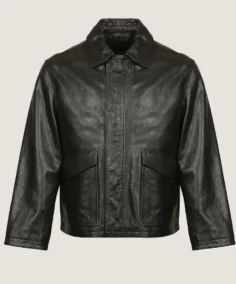 Men's Classic Plain Black Leather Jacket