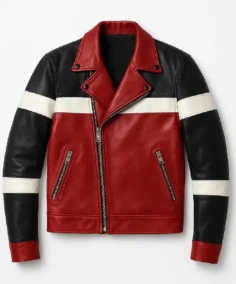 Men's Tri-Color Leather Moto Jacket