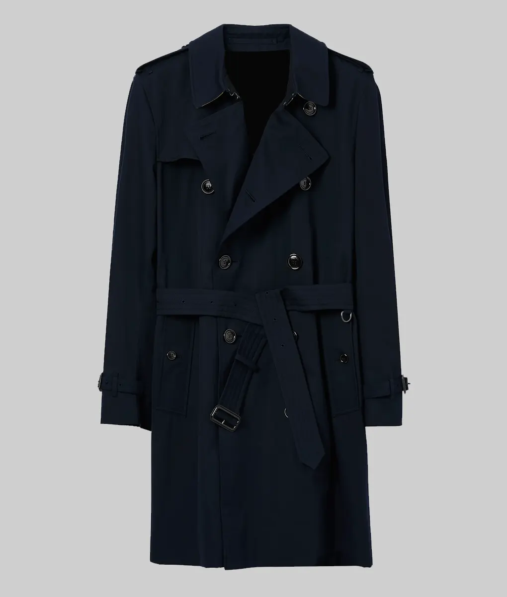 Saint-Pierre-Allan-Hawco-Navy-Blue-Trench-Coat.webp Saint-Pierre Allan Hawco Navy Blue Trench Coat - Image 1