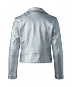Shop The Women Silver Leather Biker Jacket