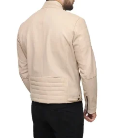 Shop The Men’s Beige Motorcycle Real Leather Jacket