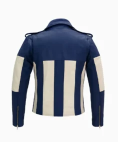 Shop The Men's Gothic Cosplay Blue_White Leather Biker Jacket