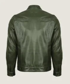 Shop The Men's Olive Trucker Leather Jacket