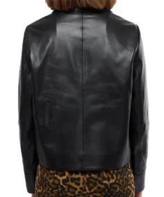 Shop The Women Simple Plain Black Leather Shirt Jacket