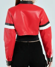 Shop The Women's ACE Cropped Graphic Moto Leather Jacket