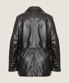 Shop The Women's Black Leather Long Coat Jacket