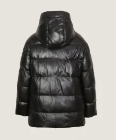 Shop The Women's Black Puffer Leather Jacket