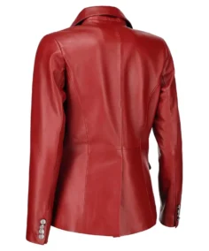 Shop The Women's Double Breasted Red Leather Blazer