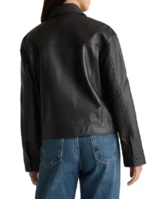 Shop The Women's Share Cropped Black Leather Jacket
