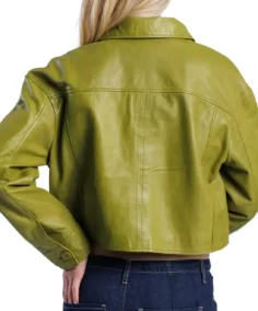 Shop The Women’s Share Green Cropped Leather Jacket