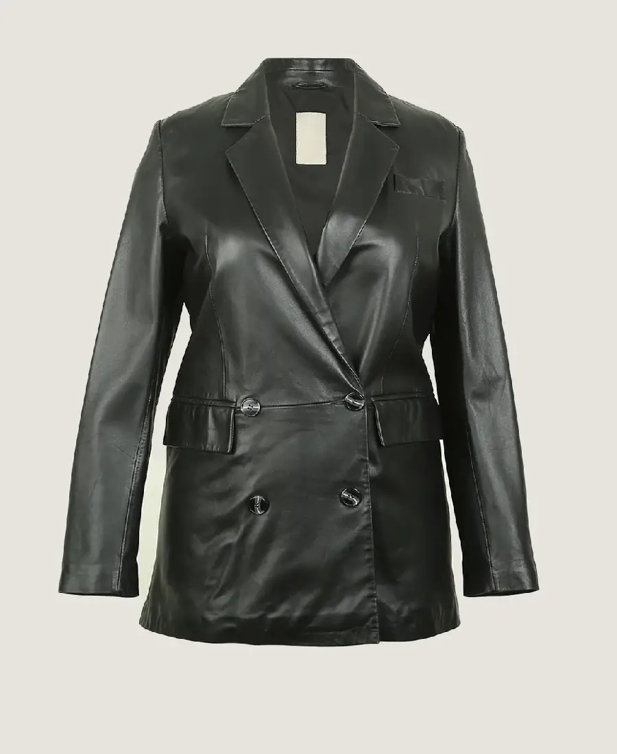 Women'S Classic Black Long Leather Coat Women'S Classic Black Long Leather Coat