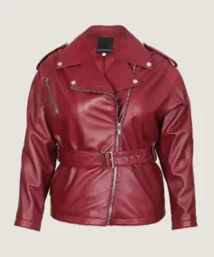 Women's Classic Red Biker Leather Jacket