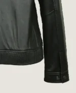 Women's Classic Shirt Style Black Leather Jacket Sleeves