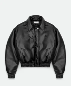 Women's Insulated Puffed Leather Bomber Jacket