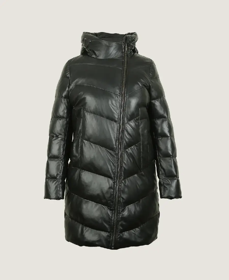 Women'S Quilted Leather Long Coat Women'S Quilted Leather Long Coat