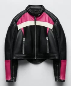 Women's Zara Black_Pink Leather Jacket