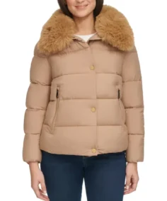 Costco Women's Removable Faux Fur Collar Puffer Jacket