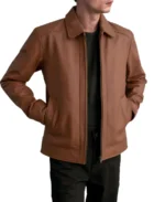 Men's Matte Brown Leather Jacket - Image 3