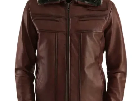Black Friday &Amp; Cyber Monday Jackets Deals 2024 2 Men Fur Collar Brown Leather Jacket