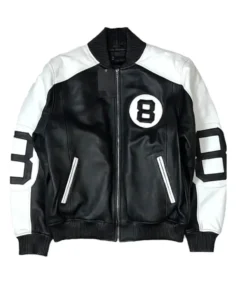 Men Black And White Leather Jacket