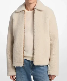 Men's Beige Sherpa Shirt Style Jacket