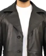 Men’s Classic Black Leather Duster Coat - Image 3