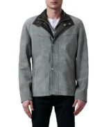 Men's Henrik Grey Cafe Racer Suede Jacket - Image 3