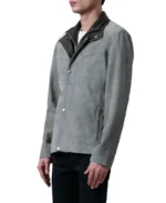 Men's Henrik Grey Cafe Racer Suede Jacket - Image 4
