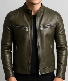 Men's James Olive Leather Jacket