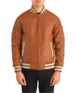 Men's Pascal Brown Leather Varsity Jacket - Image 3