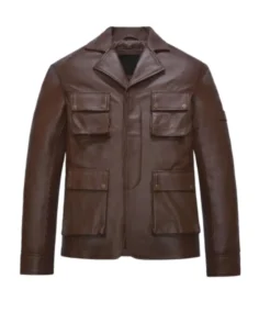 Men's Solid Brown Leather Jacket
