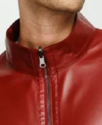 Men's The Del Rio Burgundy Leather Jacket Collar