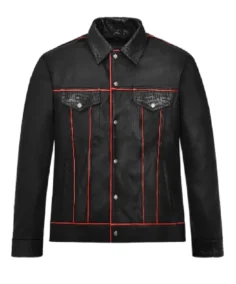 Men's Venom Piped Black Leather Jacket
