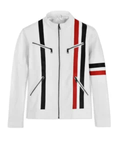 Men's White Biker Leather Jacket