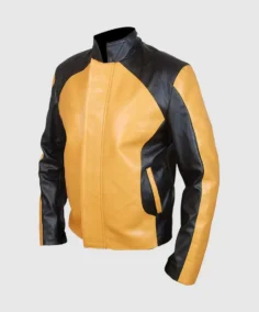 Men's Yellow & Black Leather Jacket