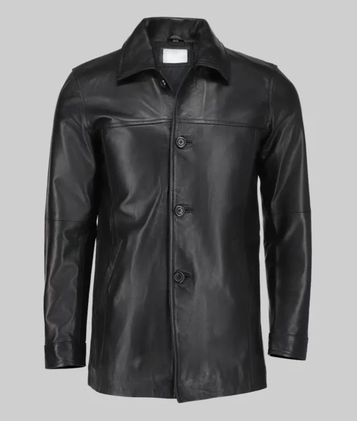 Paul-Mens-Black-Leather-Coat-The-Leather-City.webp Henry Men’s Classic Black Leather Coat - Image 1