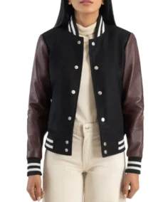 Women's Black and Brown Varsity Jacket