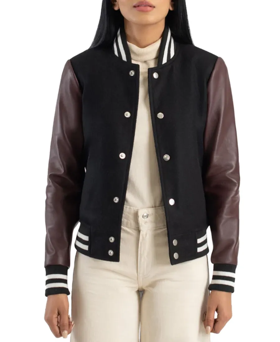 Savant-Black-And-Maroon-Varsity-Jacket.webp Savant Black And Brown Varsity Jacket - Image 1