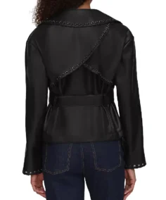 Shop The Bagatelle Women Black Cropped Leather Jacket
