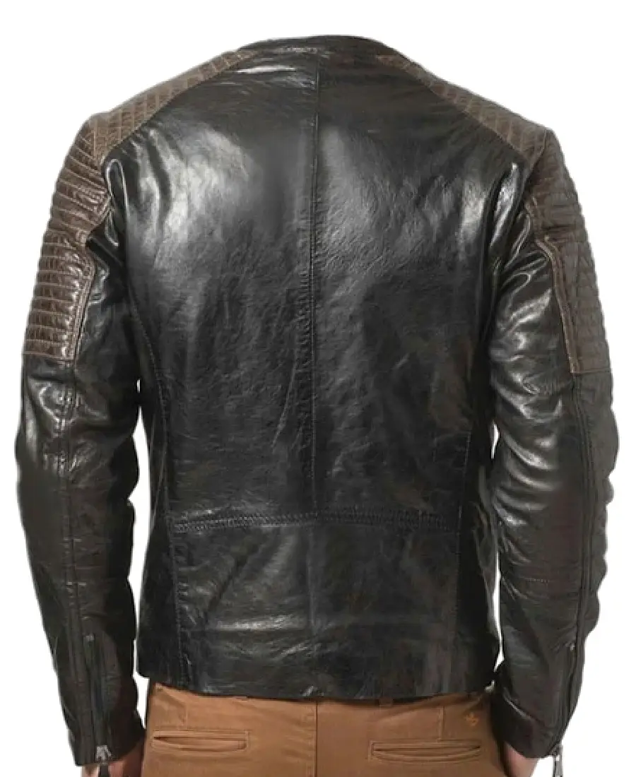Shop The Men'S Color Stipes Black Leather Jacket