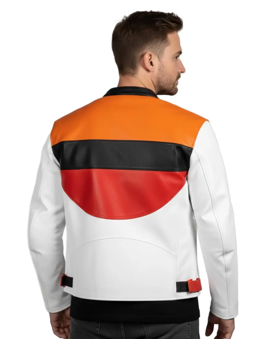 Shop The Men'S Retro Colorblock Biker Leather Jacket Back - Trendy Leather Jackets