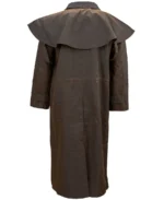 Men's Distressed Dark Brown Canvas Duster Coat
