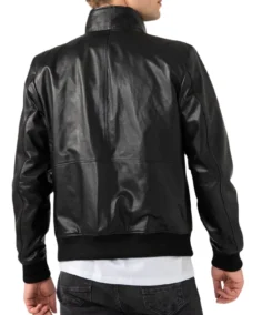 Shop The Black Men's Leather Bomber Jacket