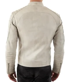 Shop The Vintage Fiamma White Leather Biker Jacket