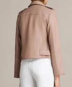 Shop The Women's Beige Leather Biker Jacket