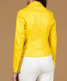 Shop The Women's Chiodo D Yellow Biker Leather Jacket