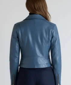 Shop The Women's Ellie Blue Leather Jacket