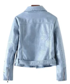 Shop The Women's Embroidered Lapel Collar Leather Jacket Back