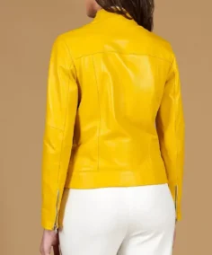 Shop The Women's Linda Yellow Nappa Moto Jacket